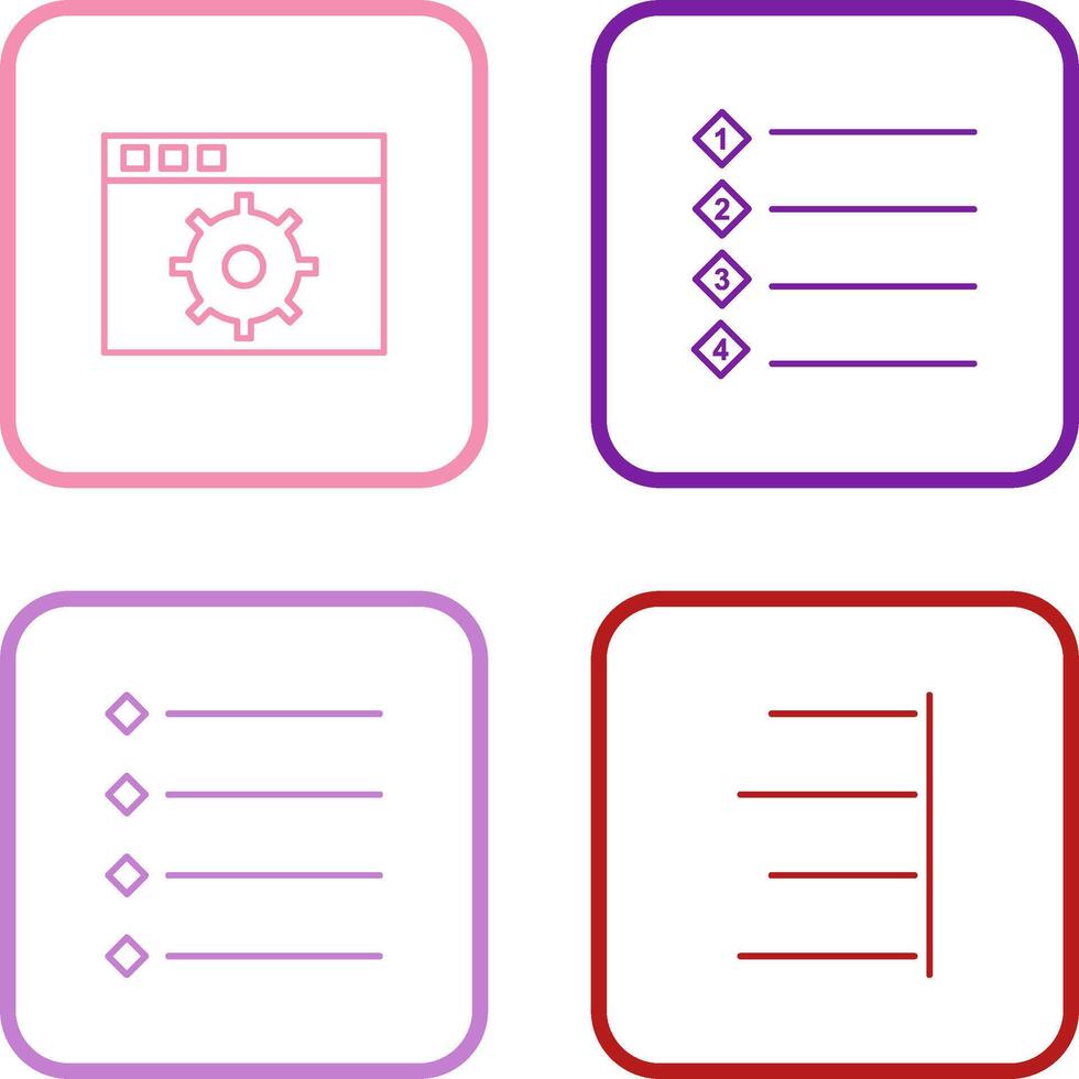 settings and numbered lists Icon vector