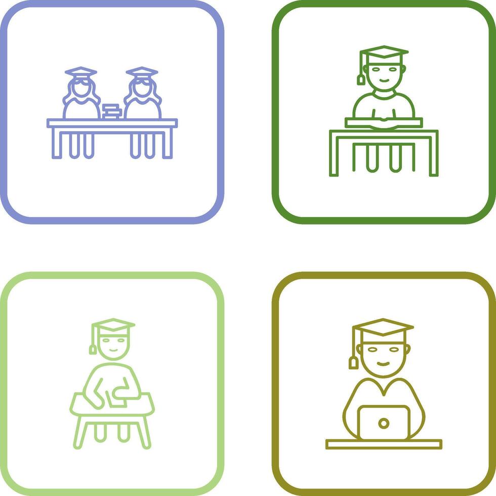 Combined Study and Studying on Desk Icon vector