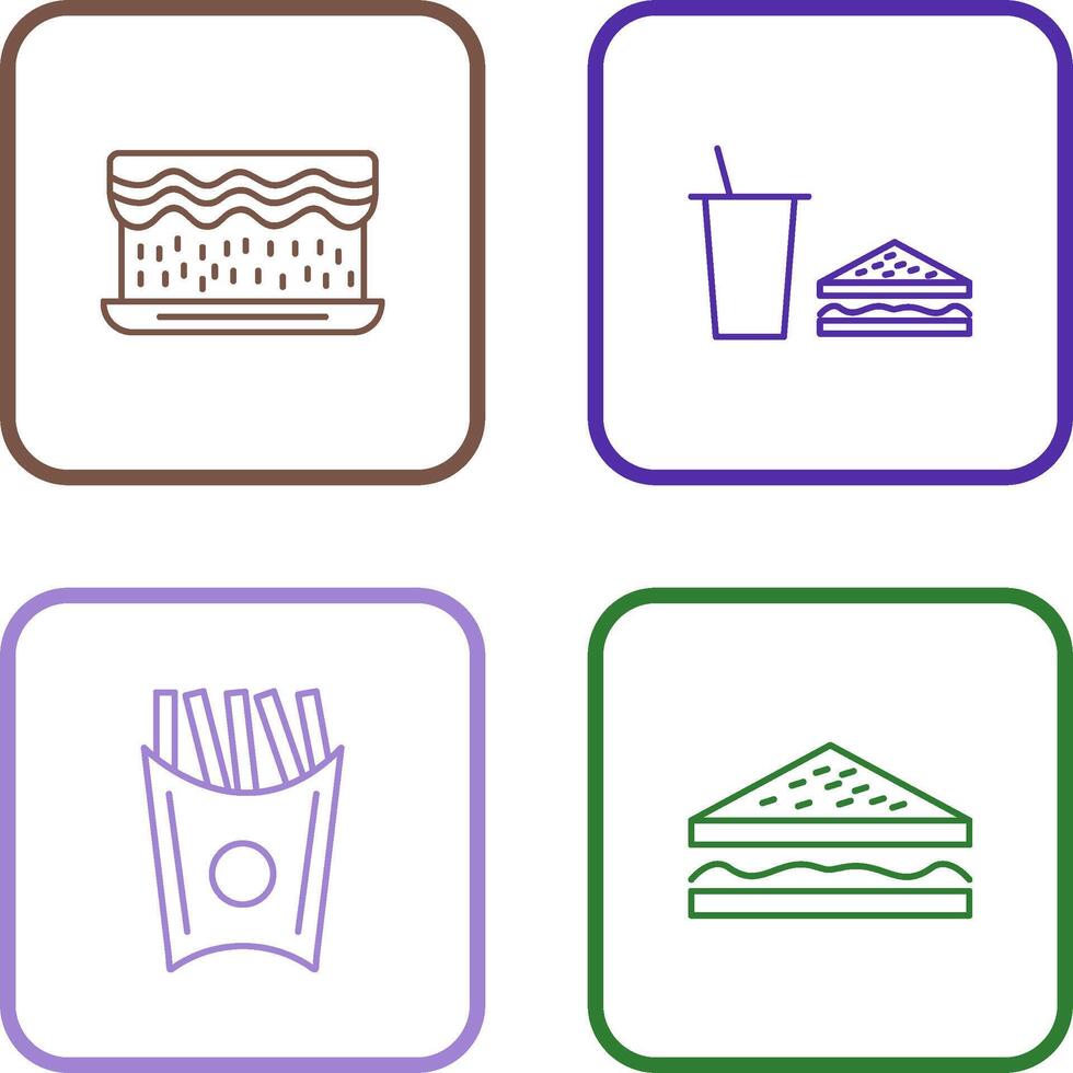 cream cake and lunch bistro Icon vector
