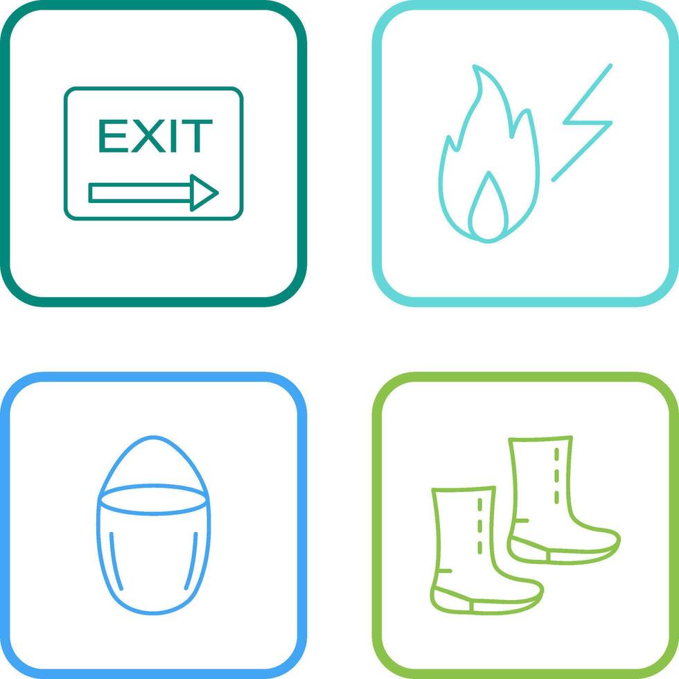 exit and electricity fire Icon vector