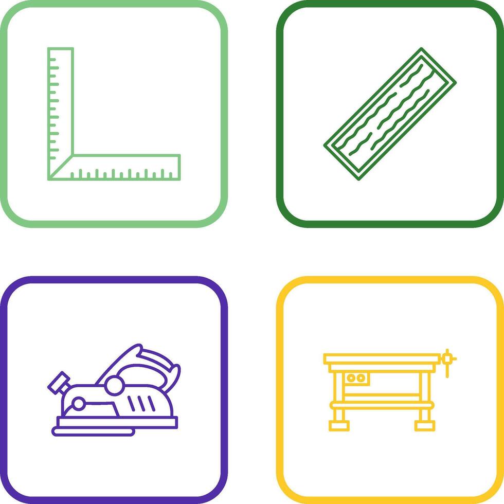 Square Ruller and Plank Icon vector