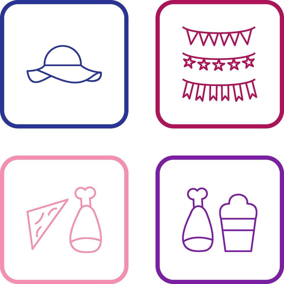 guirnaldas y mujer sombrero icono vector