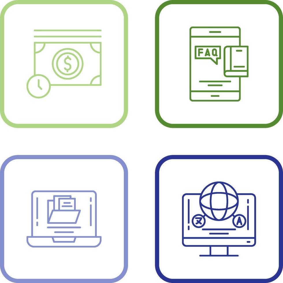 Time is Mony and Faq Icon vector