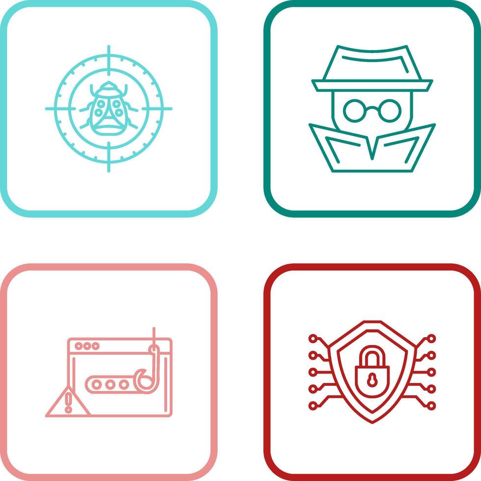 Bug Target and Hacker Icon vector