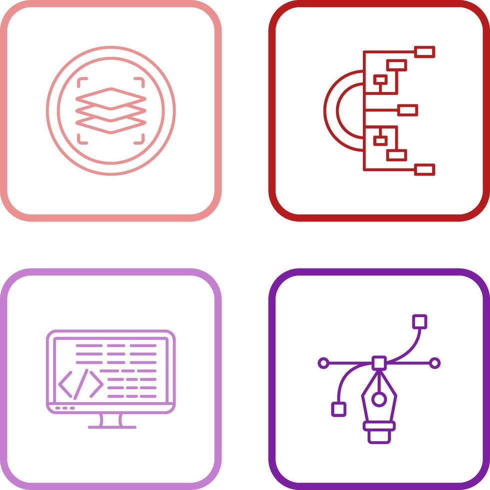 Layers and Flowchart Icon vector