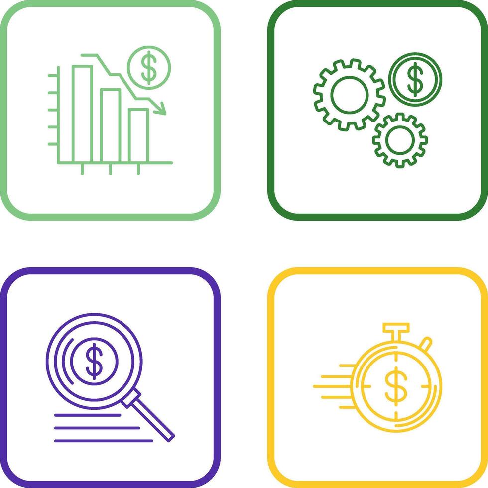 Chart Down and Settings Icon vector