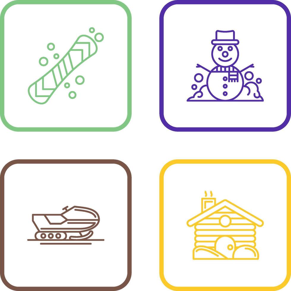 Snowboard and Snowman Icon vector
