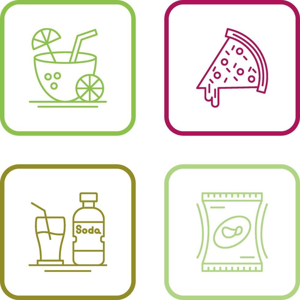 Pizza Slice and Coconut Drink Icon vector