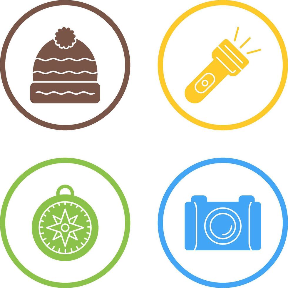 Winter Hat and Flash Light Icon vector