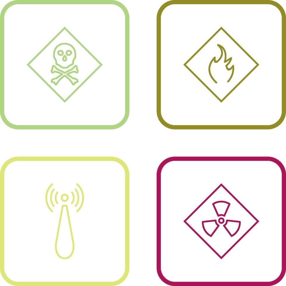 poisonous gas and Danger of flame Icon vector