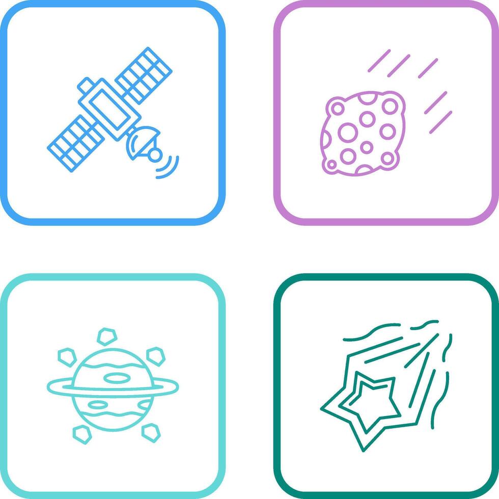 satelite and asteroid Icon vector