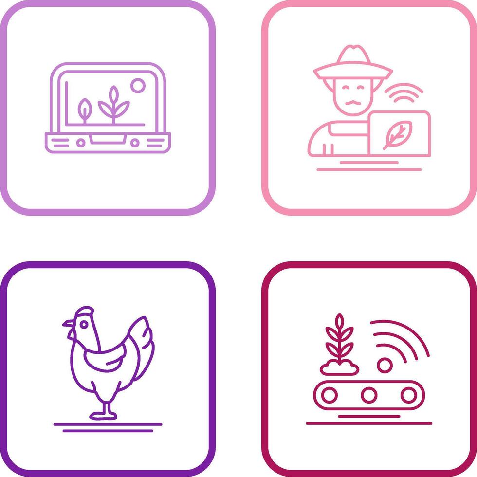 Smart Farm and Farmer Icon vector