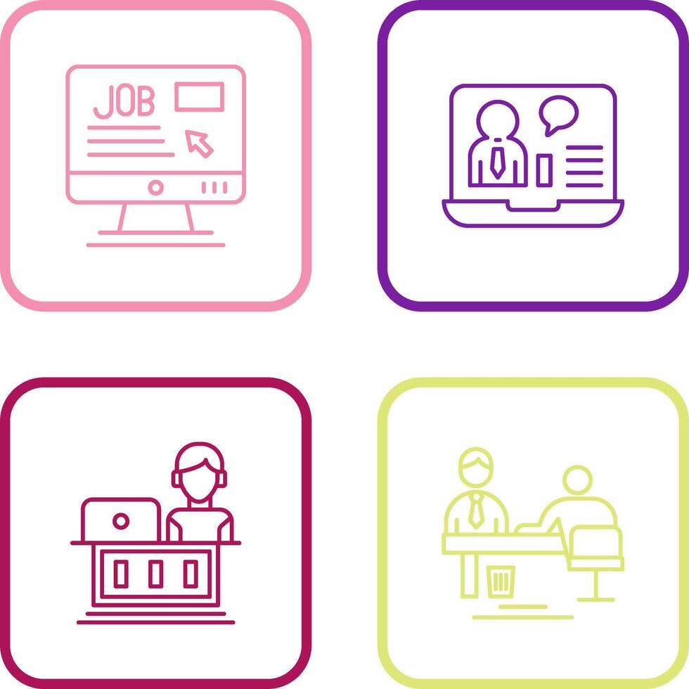 Online Job and Online Job Interview Icon vector