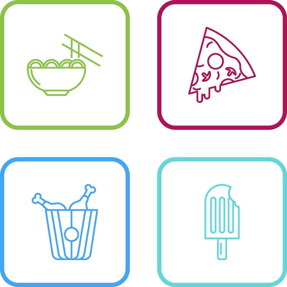Chinese food and Pizza Icon vector