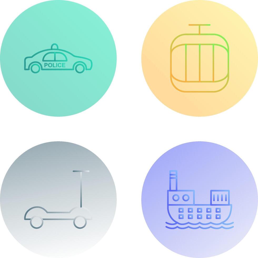 Police Car and Cable Car Icon vector