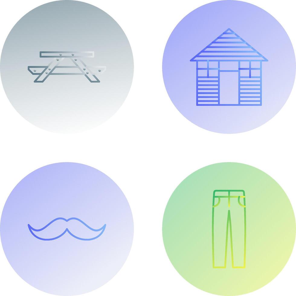 Picnic of Table and Wood Cabin Icon vector
