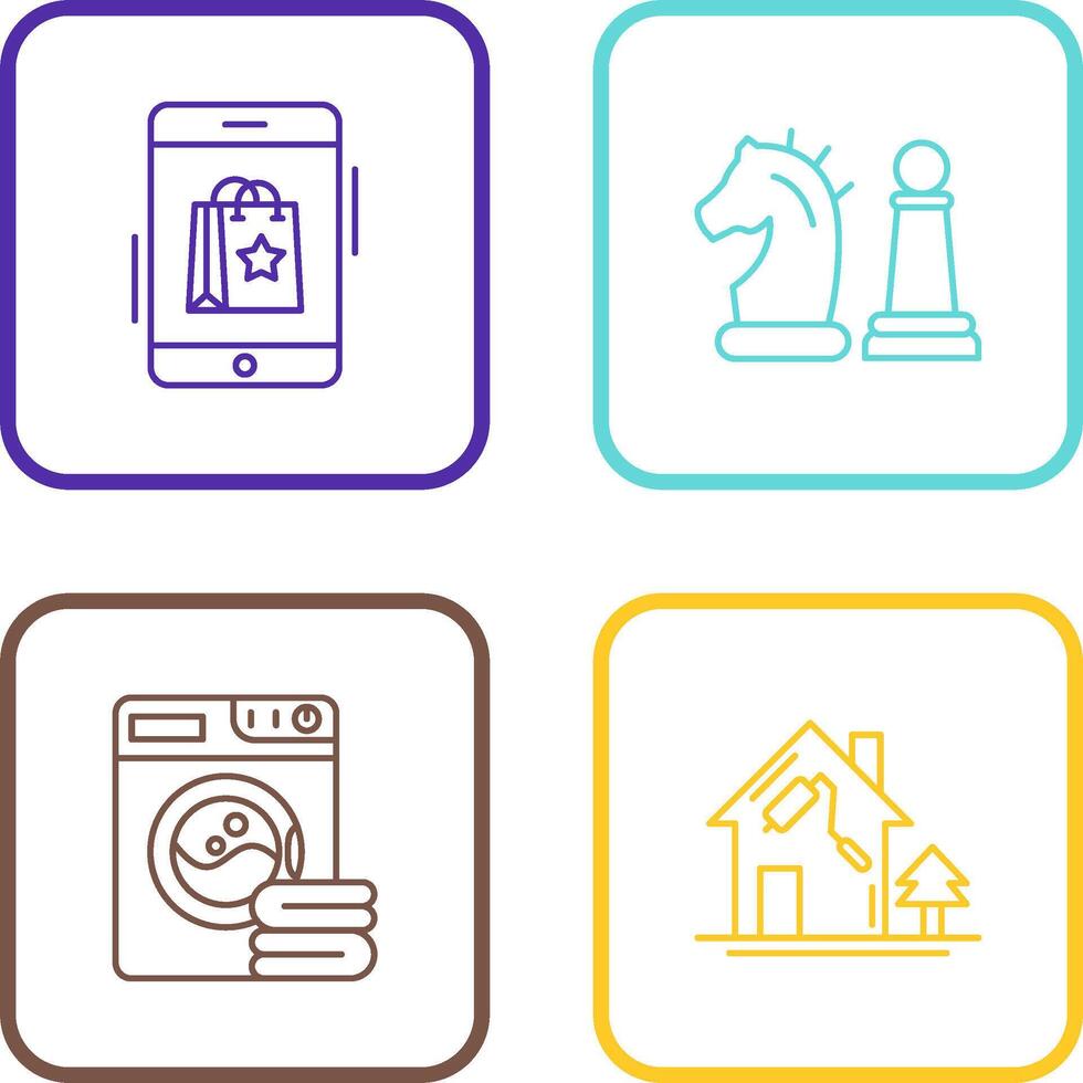 Online Shopping and Chess Piece Icon vector