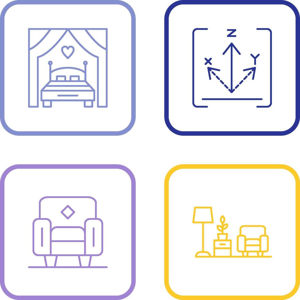 Bed and Axis Icon vector