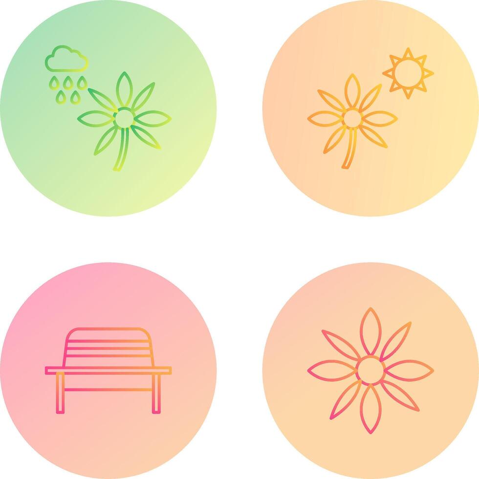 Flower with rain and Flower Icon vector