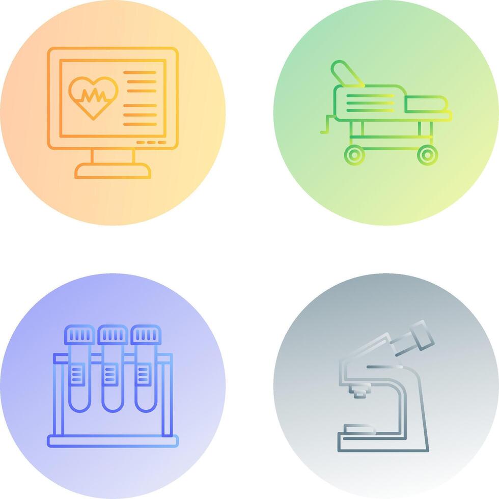 Cardiogram and Hospital Bed Icon vector