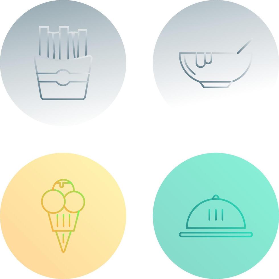 Soup and Fries Icon vector