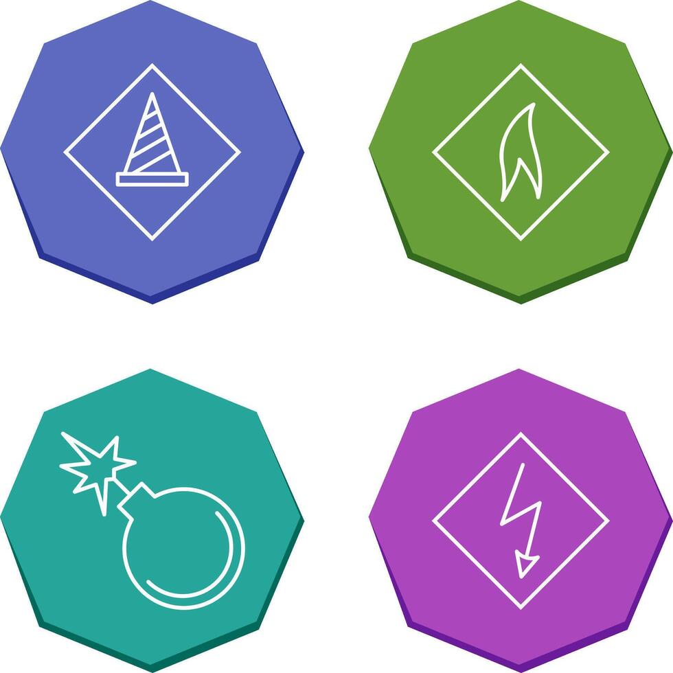 under construction and flammable material Icon vector
