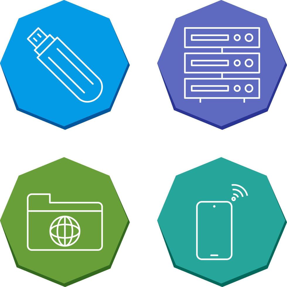 usb drive and server Icon vector