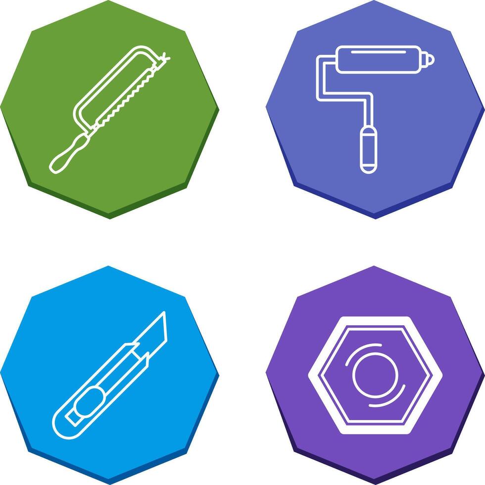 Hacksaw and Paint Roller Icon vector
