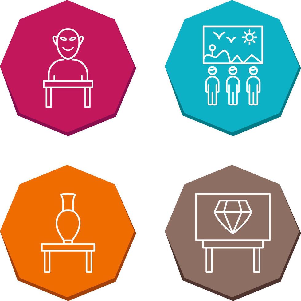 Human Sculpture and Viewing Icon vector