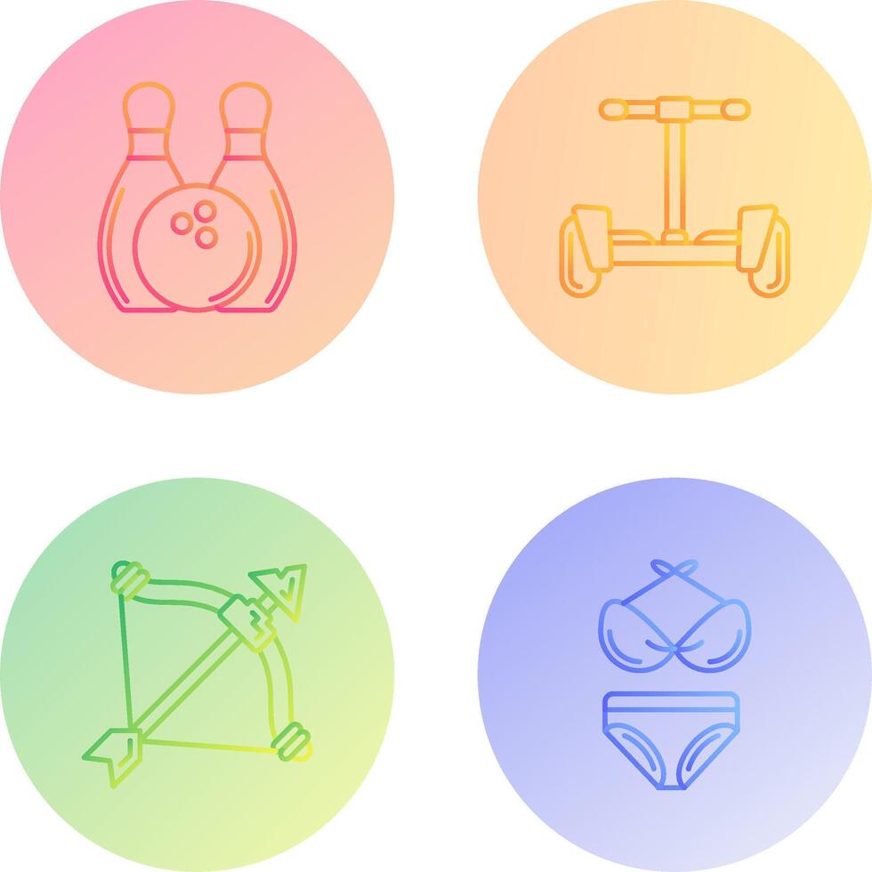 bolos y hoverboard icono vector