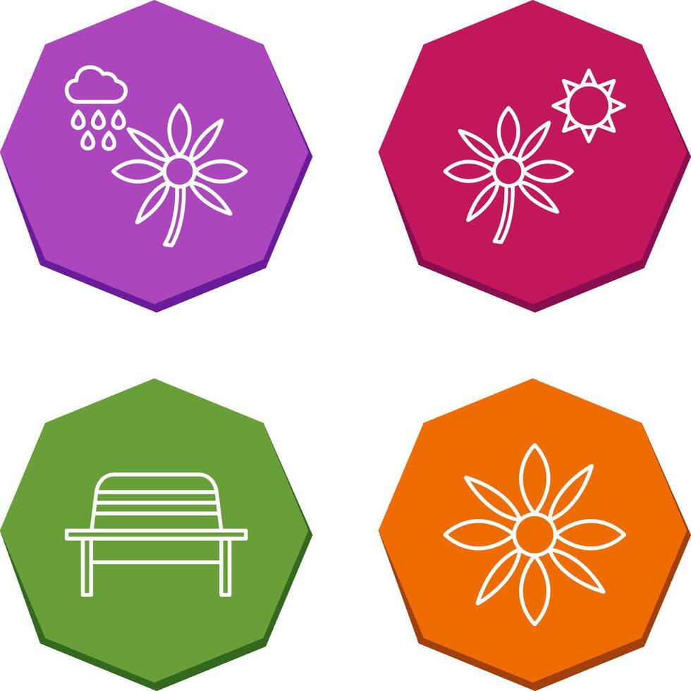Flower with rain and Flower Icon vector