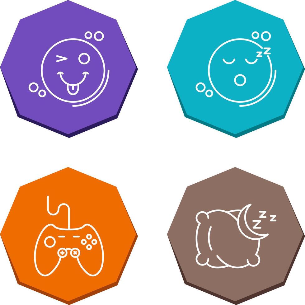Tongue Out and Sleep Icon vector