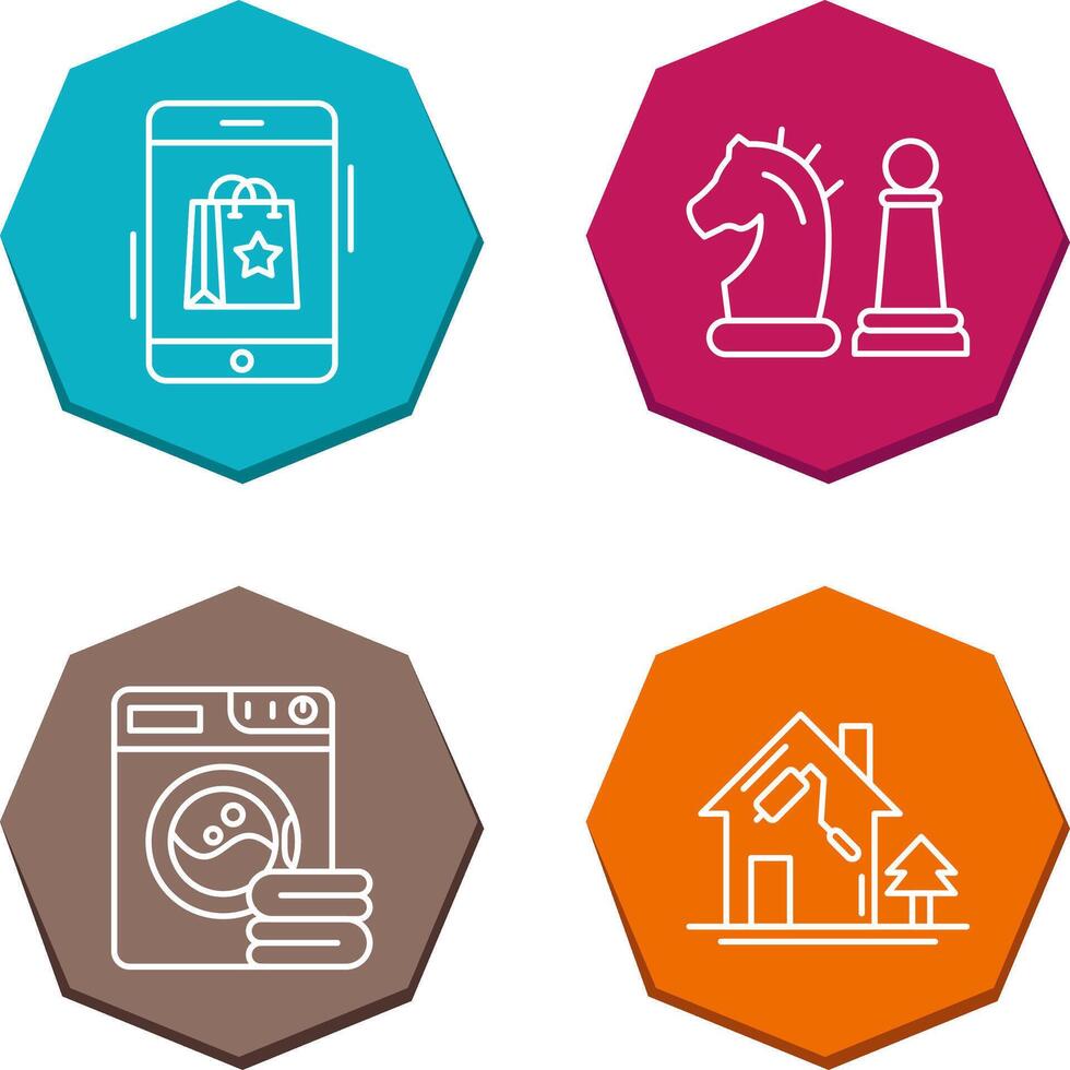 Online Shopping and Chess Piece Icon vector