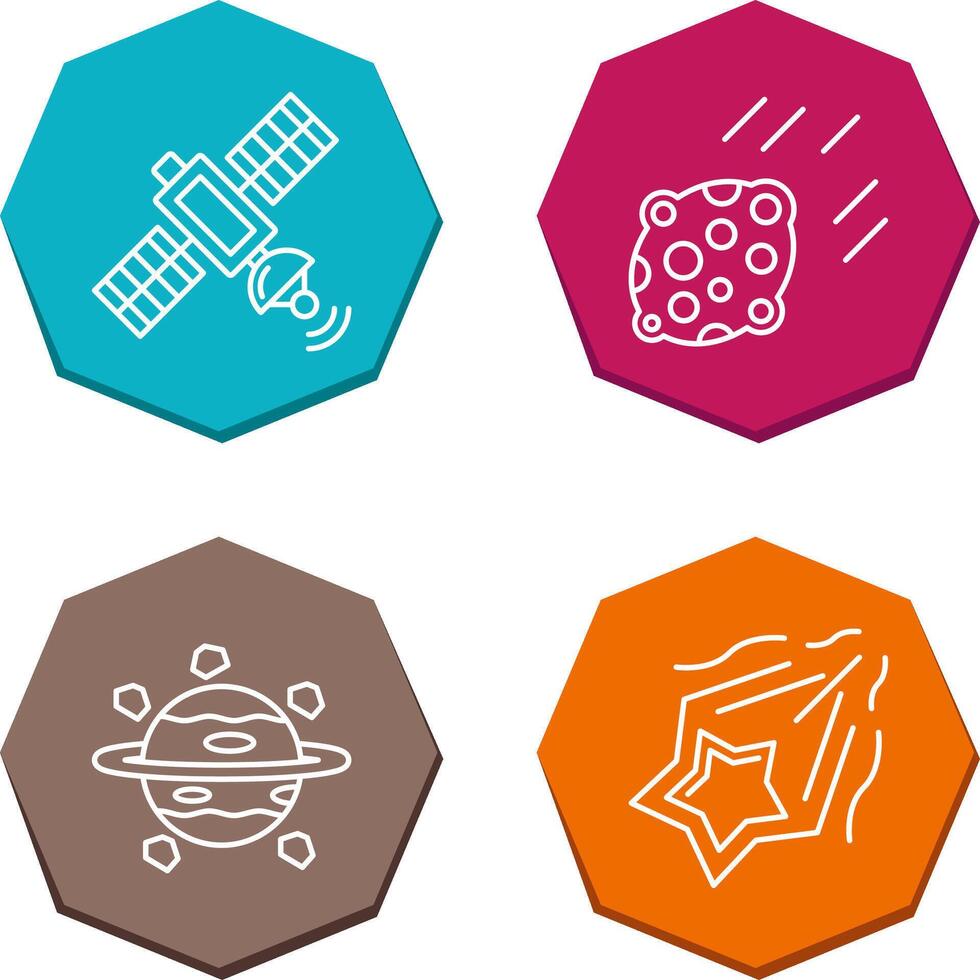 satelite and asteroid Icon vector