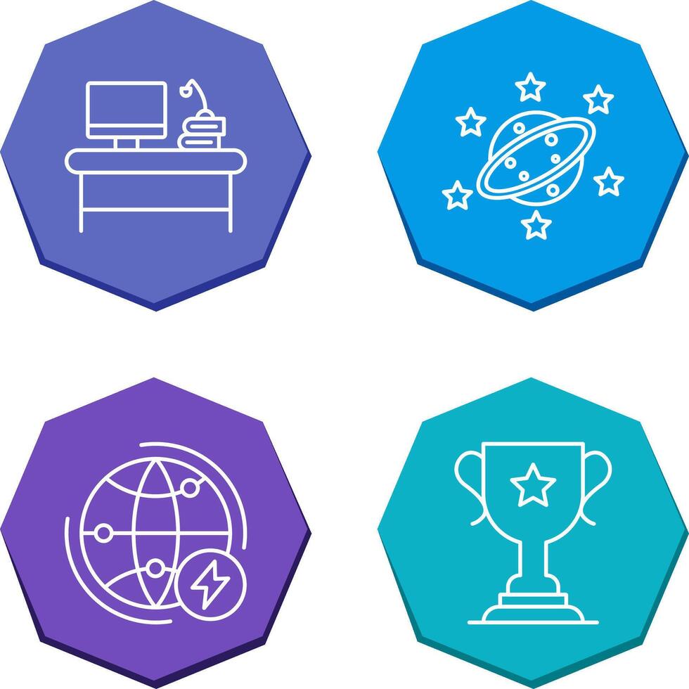 Desktop and Saturn Icon vector