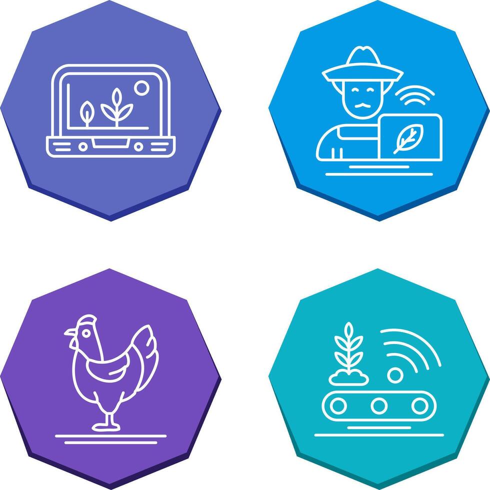 Smart Farm and Farmer Icon vector