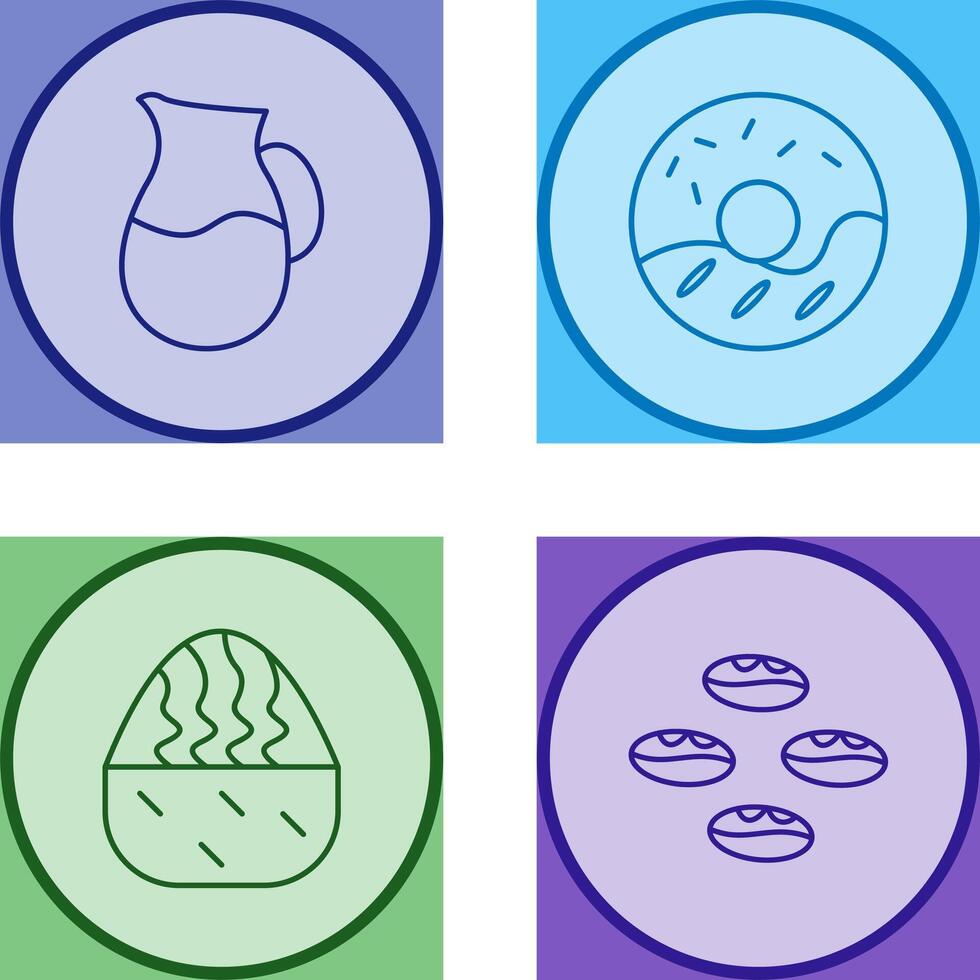 milk jug and cream doughnut Icon vector