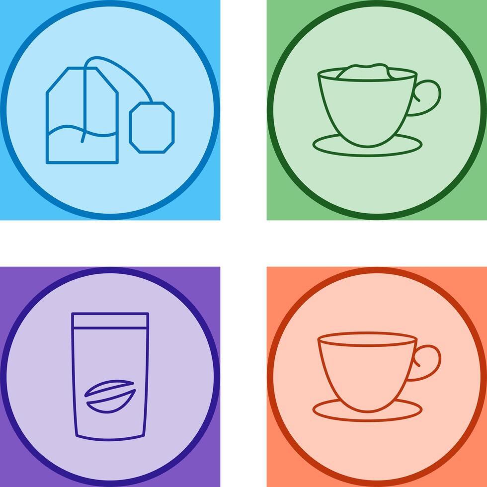 tea bag and creamy coffee Icon vector