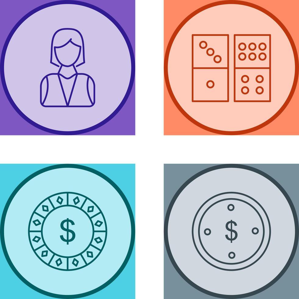 elegant lady and domino game Icon vector