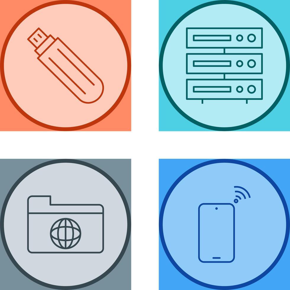usb drive and server Icon vector
