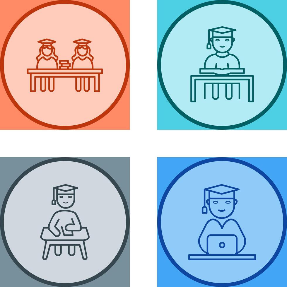 Combined Study and Studying on Desk Icon vector