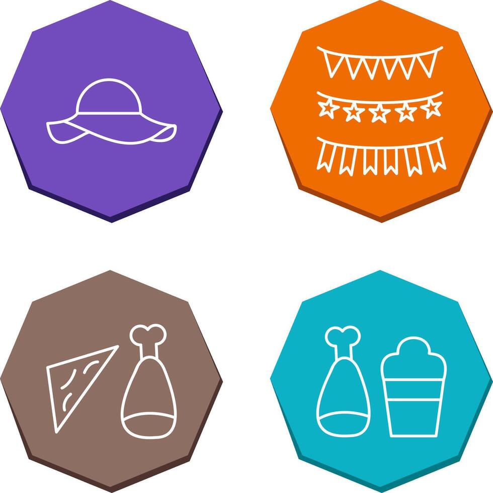 Garlands and Woman Hat Icon vector