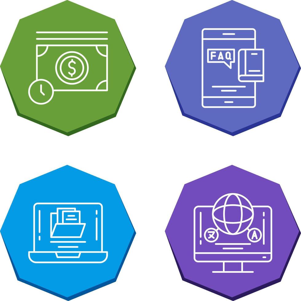Time is Mony and Faq Icon vector