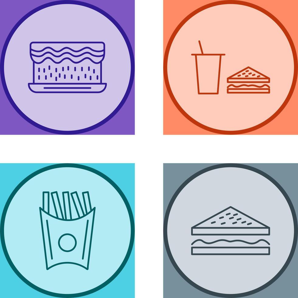 cream cake and lunch bistro Icon vector