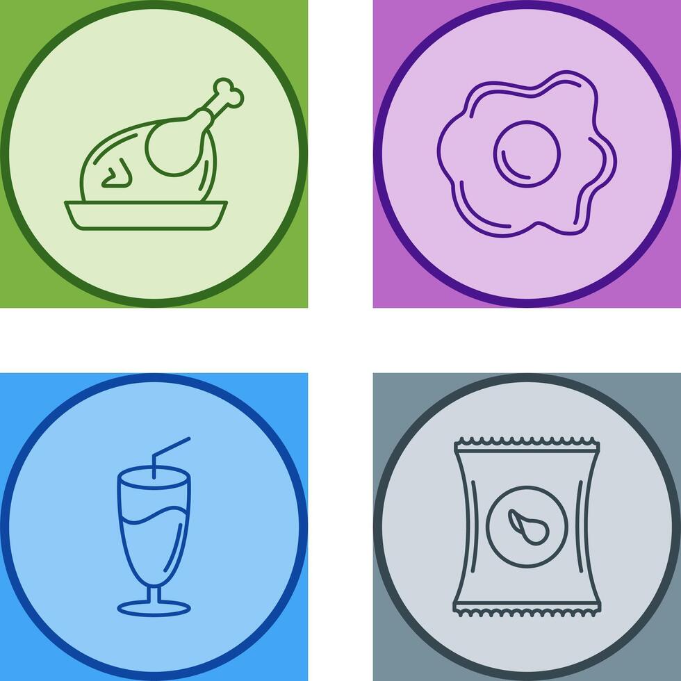 Chicken leg and Fried egg Icon vector