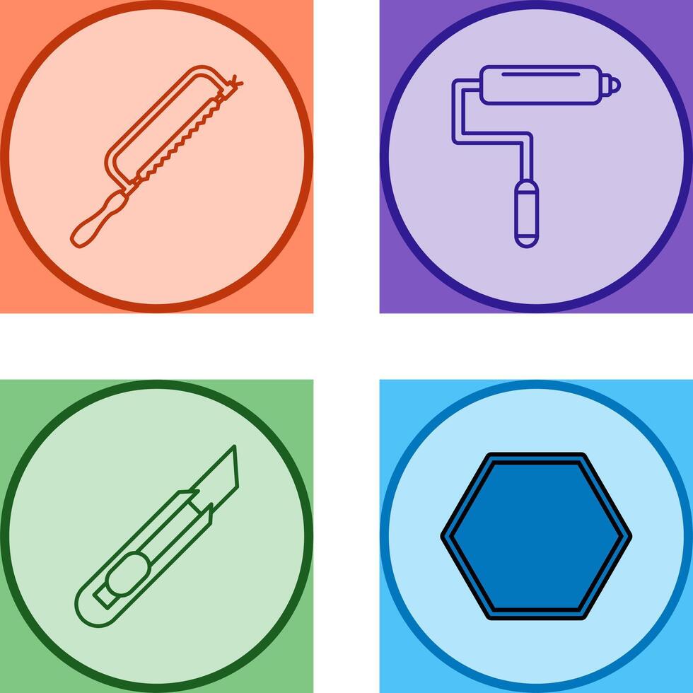 Hacksaw and Paint Roller Icon vector