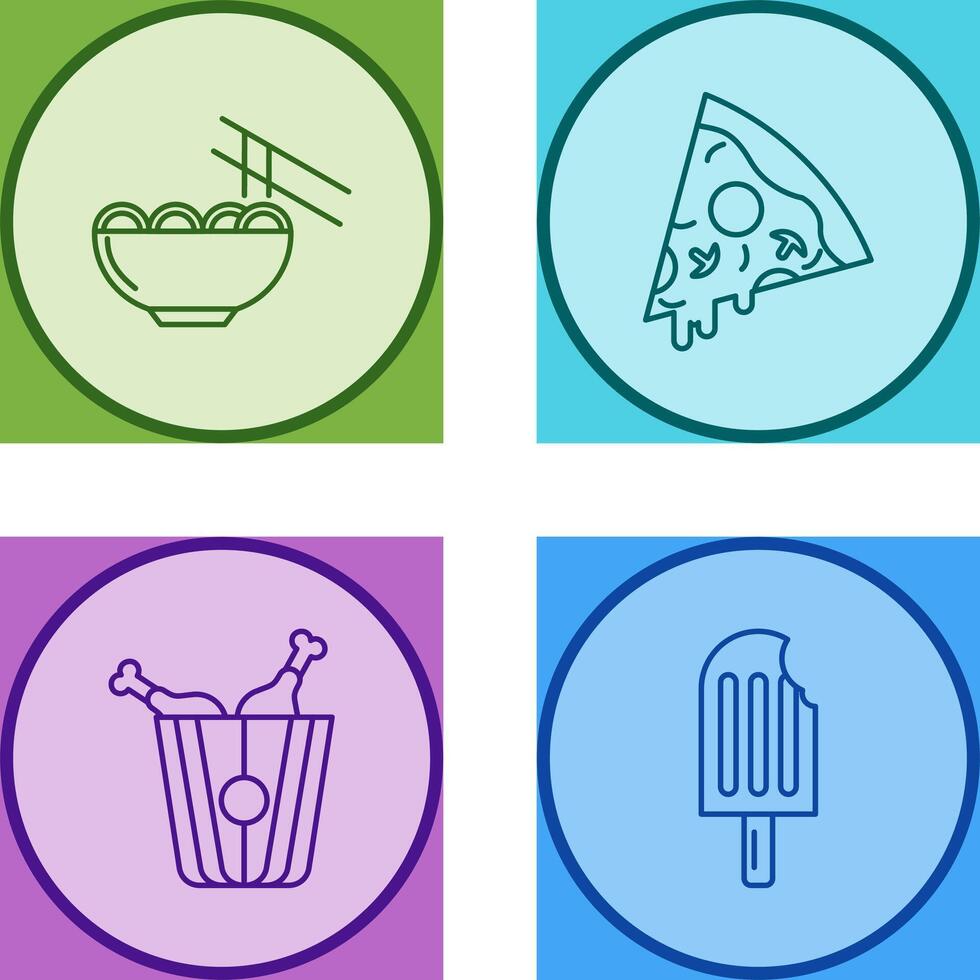 Chinese food and Pizza Icon vector