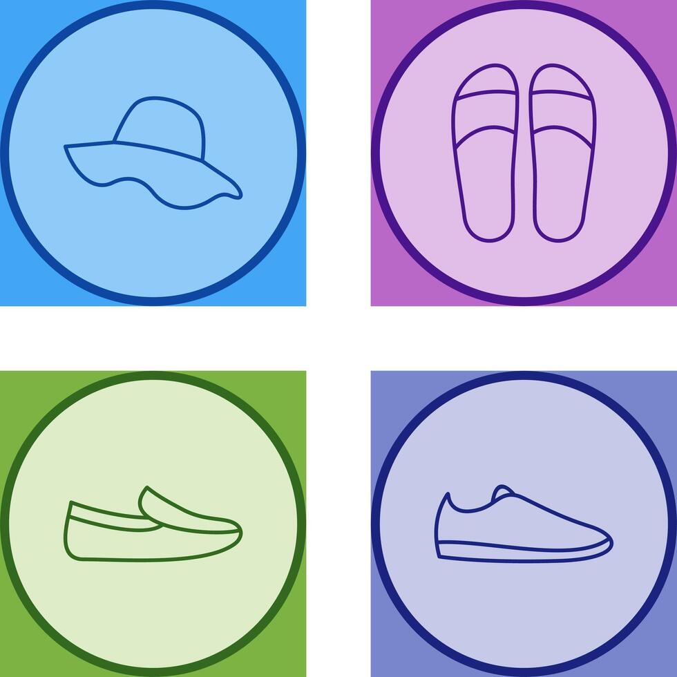 sombrero y zapatillas icono vector