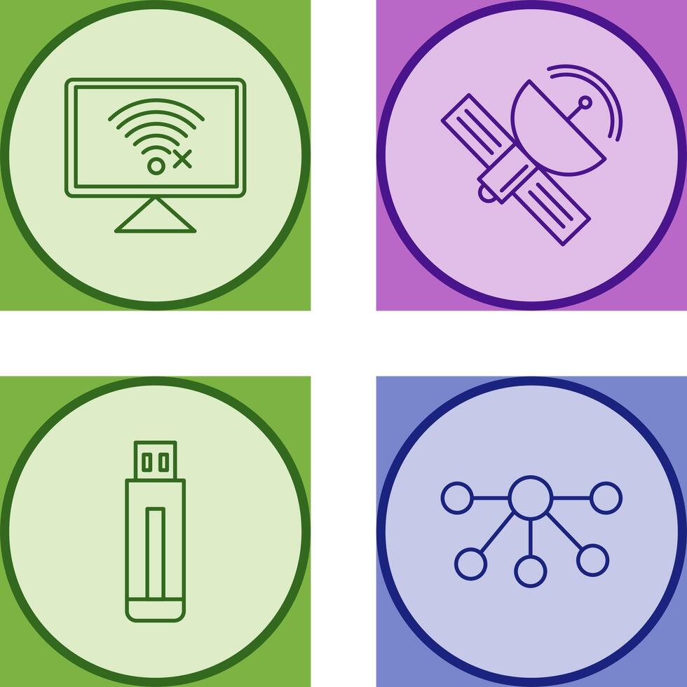 Disconnected Network and Satellite Icon vector