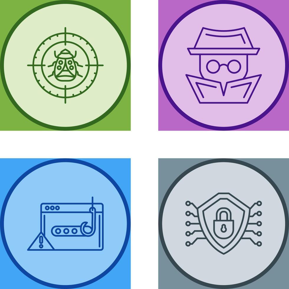 Bug Target and Hacker Icon vector
